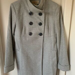 MICHAEL Michael Kors Double-Breasted Light Gray Pea Coat